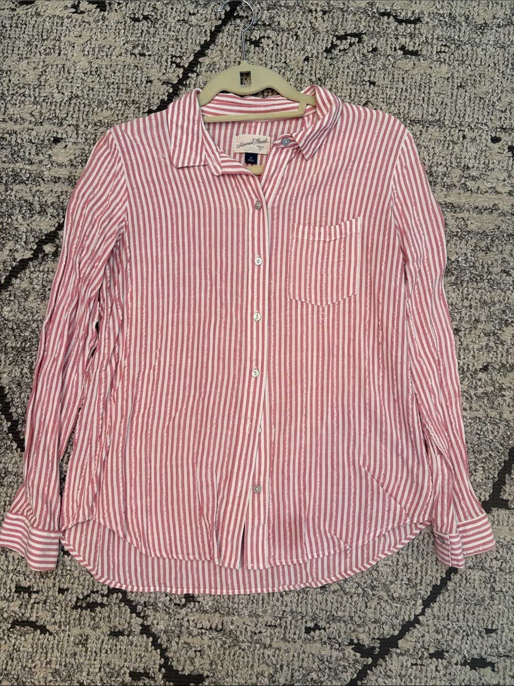 Universal Thread Pink and White Striped Button-Down Shirt